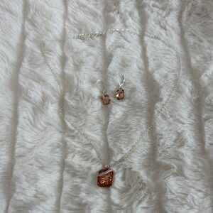 Elegant Silver and Pink Jewelry Set